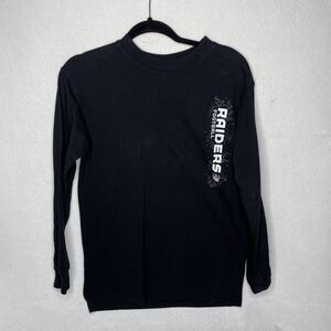 Reebok NFL T Shirt Youth Boy's Raiders Long Sleeve Print Black 18/20